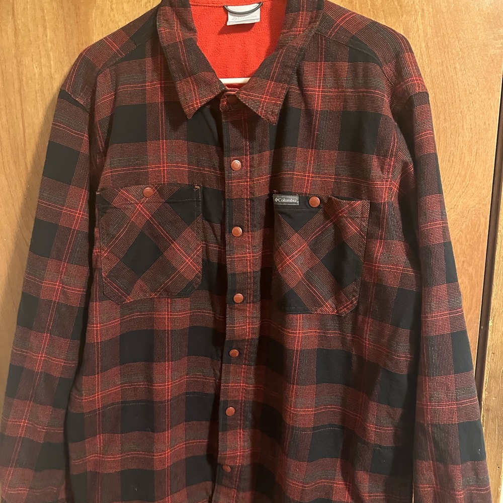 Columbia Red and Black Plaid Shirt